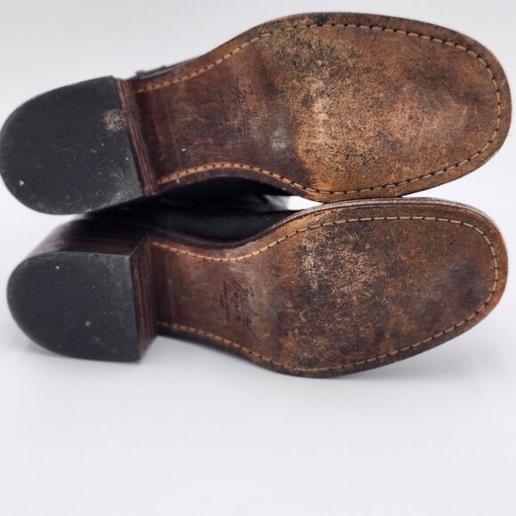 Zodiac Leather Block Heel Black Western Boho Side Zip Boots Womens 9 S0058 - Picture 8 of 10